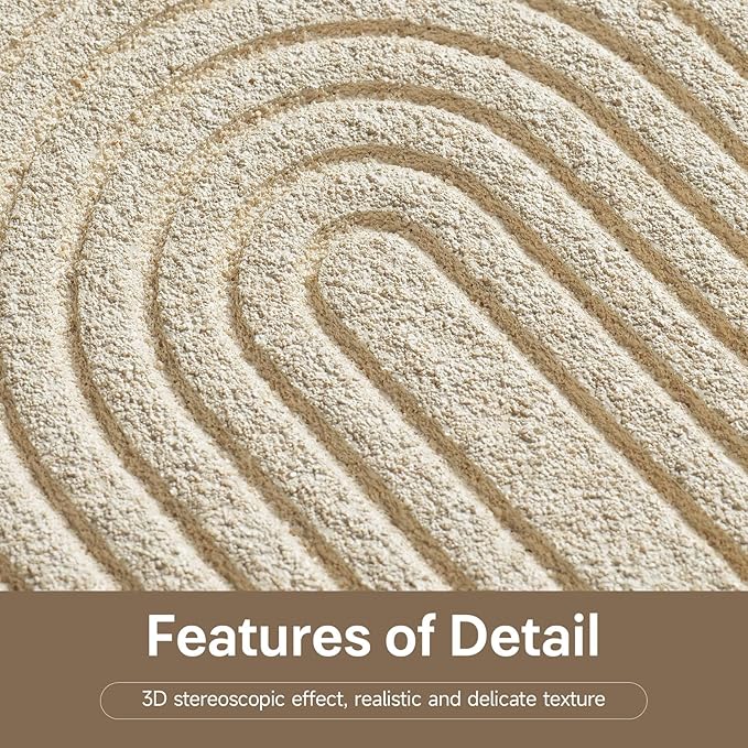 3D Textured Neutral Abstract Wall Art, White and Brown Boho Wall Decor with Rabbit Ornament, Modern Painting Artwork, Minimalist Wall Decor for Living Room Hallway Dining Room Bedroom Office, 24x24 In