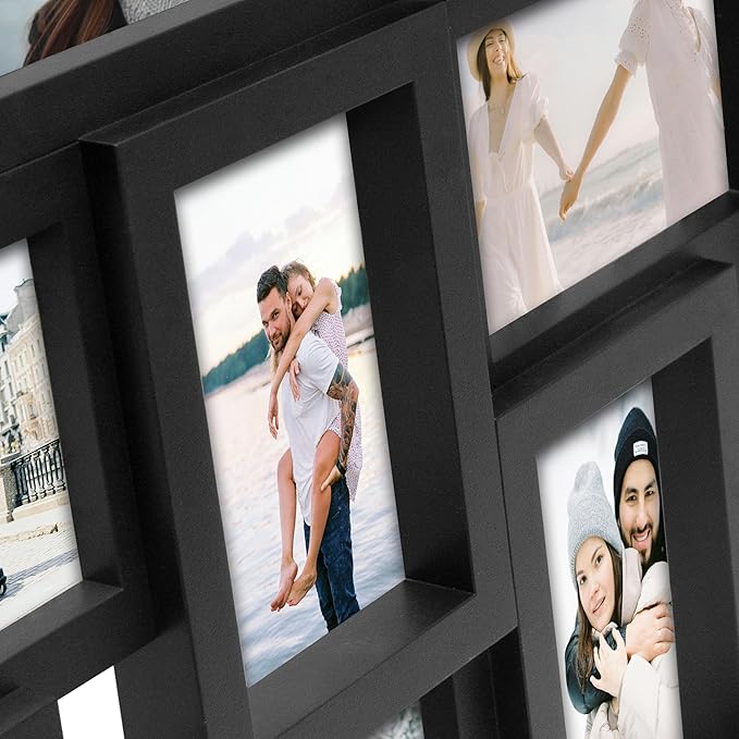 Jerry & Maggie 4×6 collage frame 24 pictures, picture frames collage wall decor, 24 slot picture frame Wall Hanging For 6×4 Photo, Black