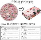 Round Rug 6ft Washable Circle Rug Non Slip Low Pile Boho Floral Small Circular Rug for Bedroom, Bathroom, Entryway, Kids Room, Office, College Dorm(Pink)