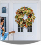 22 in Fall Hydrangea Wreath with Eucalyptus, Pinecones Orange Berries Perfect Autumn Door Wreath for Thanksgiving Harvest Decor - Rustic, Lifelike Durable for Indoor Outdoor Use