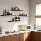 23’’Black Floating Shelves for Wall,Rustic Wood Shelf for Room Decor/Storage/Display,Small Bookshelf,Wall Mounted Hanging Shelves for Bedroom, Bathroom, Living Room, Kitchen,Set of 4