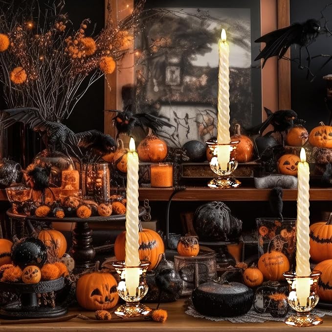 Foaincore 48 Pcs Candlestick Holders Bulk 2.5 Inch Taper Candle Holder for Table Centerpiece Thick Glass Ritual Candle Stand for Wedding Christmas Valentines Festival Party Decorations(Gold)