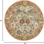 Unique Loom Rosso Collection Vintage, Traditional, Bohemian, Geometric, Distressed, Southwestern Area Rug (3' 3 x 3' 3 Round, Multi/Orange)