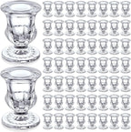 Foaincore 60 Pcs Candlestick Holders Bulk 2.5 Inch Taper Candle Holder for Table Centerpiece Thick Glass Ritual Candle Stand for Wedding Christmas Valentines Festival Party Decorations(Clear)