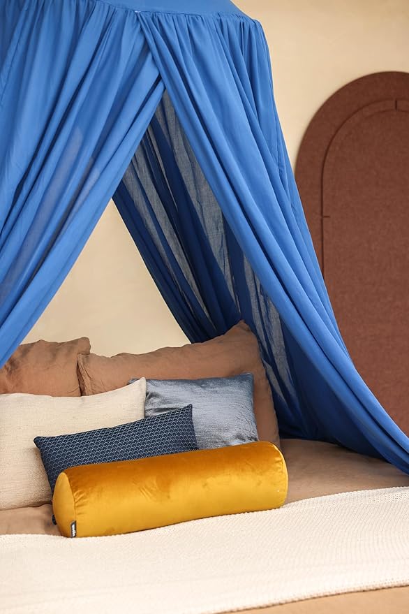 Blue Bed Canopy for Queen and King-Sized Beds | Bedroom Decoration for Teens or Adults | Conical Shape Insect Netting | Mosquito Net in Multiple Colors and Sizes