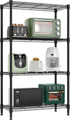 1000 lbs 4 Tier Shelf Metal Storage Shelves Wire Rack Closet Organizers for Garage Kitchen Bathroom Laundry Black 11.8" D x 25.6" W x 45.5" H