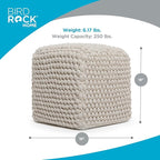 BIRDROCK HOME Bud Pouf Foot Stool Ottoman - Knit Bean Bag Floor Chair - Cotton Braided Cord - Great for The Living Room, Bedroom and Kids Room - Small Furniture
