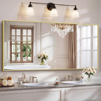 YIROMAN Bathroom Mirror 72"x36", Large Brushed Gold Bathroom Mirror for Over Sink with Aluminum Frame, Rectangular Vanity Mirror with Right Angle, Wall Mirror Hangs Horizontal or Vertical