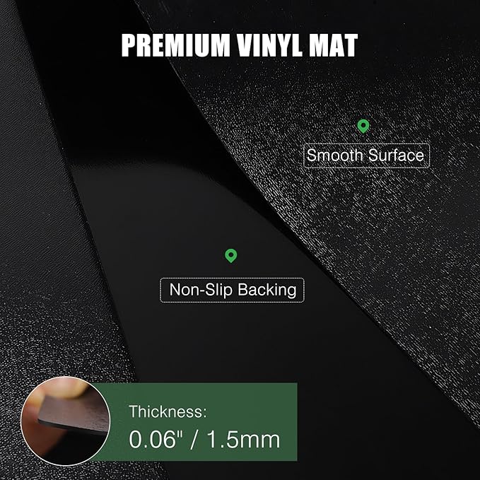 Floor Mat for Living Room, 5' X 7' Area Rug for Dining Room, Bedroom, Waterproof Vinyl Floor Mat for Outdoor Indoor, Slip Resistant Floor Protector Desk Chair Mat for Home Office, Black