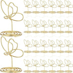 24 Pcs Gold Butterfly Photo Holders Table Number Photo Clips Holder Butterfly Decoration Name Place Card Stand for Centerpieces Wedding Reception, Party, Birthday