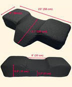 Pillow for Eyelash Extensions - Curved Memory Foam Lash Bed Pillow with Neck and Back Support, Perfect Pillow for Eyelash Extensions, Two Pockets for Tools On The Sides of Pillow (Black)
