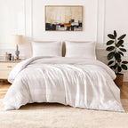 Amazon Basics Waffle Weave Microfiber 3-Piece Duvet Cover Set, Includes 1 Duvet Cover and 2 Pillow Shams, Full, Dark Grey Striped