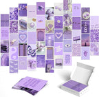 Soft Purple Dreamy Aesthetic Wall Collage Kit – 50 Mystical & Classic Photos, 4"x6" Semi-Gloss Prints for Teen Girls Dorm Room Decor, Elegant Purple Moments, Ideal Gift for Birthday & Graduation