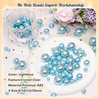 300Pcs Pearl Vase Filler, Lightblue No Hole Faux Pearl Beads for Centerpieces Vases, Candle Centerpieces, Wedding Birthday Party Home Decor 8/10/14/20mm