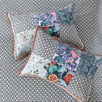 Cotton Bedspread Quilt Bedding Sets Reversible Coverlet Sets 3 Pieces Vintage Floral Blue Teal Patchwork Bedspread, Queen Size