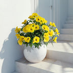 UV Resistant Artificial Petunias 4PCS Fake Flowers 13.3In Artificial Flowers for Outdoors Silk Flowers Fake Hanging Basket Plants Suitable for Outdoor Porch Decoration Patio Decor (Yellow)