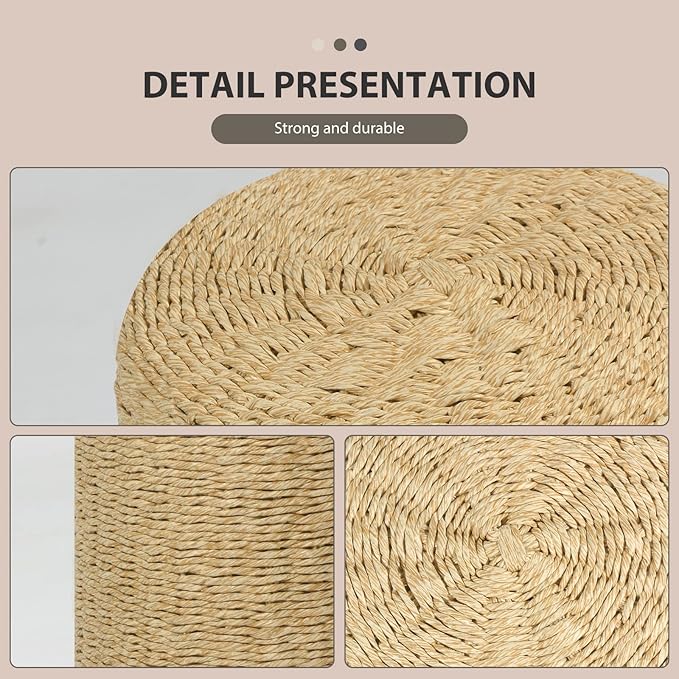 Wimarsbon Decor Round Pouf Ottoman Single Strand Paper Rope Pouf Footrest, Foot Stool, for Bed Room Living | Room | Accent Seat (Brown Paper Rope