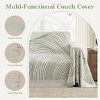 Boho Couch Cover Washable Sectional Couch Covers for Dogs Reversible Sofa Slipcover for 2 or 3 Cushion Couch Pet Friendly Furniture Protector (1# Sage Green, 91" x 134")