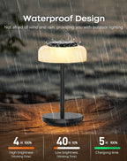 QiMH Battery Operated LED Table Lamp for Living Room, 5000mAh Cordless Desk Lamp with Stepless Dimmable Touch Control, Mini Rechargeable Night Light for Bedroom, Outdoor bar (Black-RGB)