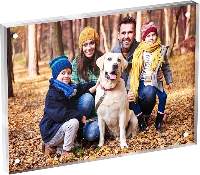 5x7 Acrylic Picture Frame 1 Pack, Clear Freestanding Double Sided Frameless Magnetic Photo Frames, Desktop Display Decor Gift