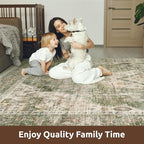 AMOAMI-Area Rug 6X9 Rugs for Living Room-Vintage Soft Green Rugs for Bedroom-Non Slip Carpet-Machine Washable Rug for Dining Room Living Room Bedroom Office Under Table