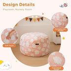 MAXYOYO Bean Bag Chair Bed for Kids, Convertible Bean Bag from Lazy Chair to Floor Bed, Fresh Cloud Design Cover, Stuffed Floor Sofa Couch for Boys and Girls, High-Density Foam Filling, Pink