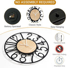 16inch/40cm Wall Clocks Battery Operated,Wall Clocks for Living Room Decor,Large Wall Clock for Classroom,Bathroom,Bedroom,Office (Wooden Arabic Numerals, 16 inches)