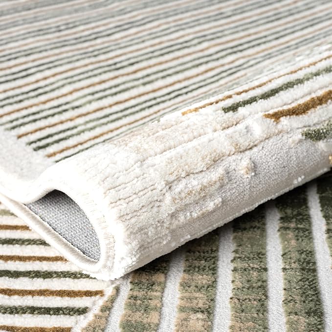 Abani Mid-Century Green Arch Washable Area Rug – 4' x 6' – Modern Geometric Design – Ivy Collection – Non-Shedding, Easy to Clean – Durable for High Traffic Areas – Living Room, Bedroom & Office