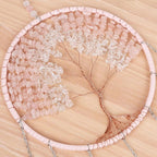 Pink 7 Agates Gemstone Dream Catcher 7 Chakras Tree of Life Dream Catcher with Healing Crystal Stones Handmade Dreamcatcher Wall Decor for Adults Boys Girls,Bedroom,Wedding,Garden,Bless Gift