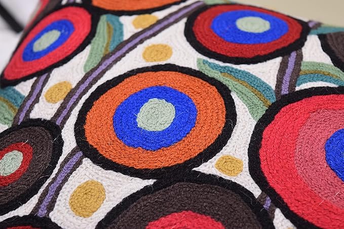 Floral Poppy Pillow Cover White Red Floral Outdoor Pillowcase Suzani Accent Chair Cushion Flower Accent Couch Pillowsham Boho Florals Chair Hand Embroidered 18x18 Inch