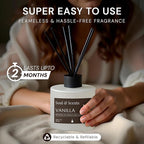 Soul & Scents Reed Diffuser Set – Vanilla | 7.43 oz Refillable Scented Oil with 6 Fiber Sticks | Long-Lasting Home Fragrance & Air Freshener for Bedroom, Bathroom, Office | Gift & Décor Piece