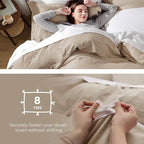 Bedsure Deep Beige Duvet Cover Queen Size - 3 Pieces Prewashed Cotton-Like Extra Soft Bedding Set, Includes 1 Duvet Cover 90x90 Inches with Zipper Closure & 2 Pillow Shams, Comforter Not Included