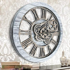 HOIBAI Wall Clock, Clocks for Living Room Decor 20 Inch Big Moving Gears Clock Farmhouse Vintage Rustic Wall Clock for Home Bedroom House Kitchen Wall Decor