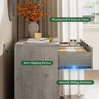 Fluted Dresser with 6 Drawers, 54" Wide Modern Chest of Drawers with Metal Handle, Wooden Dresser TV Stand, Wood Closet Clothes Storage Organizer for Bedroom, Living Room, Hallway, Light Grey