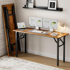 Frylr Small Folding Computer Desk – Portable 55.1 Inch Foldable Laptop Table, Collapsible and Compact for Easy and Fast Setup, Lightweight for Small Spaces, Home Craft and Study Use, Rustic Brown