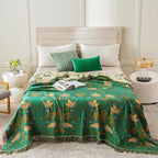 MSGKV Cotton Bed Blanket for Couch and Sofa Blankets for Living Room Bedroom Floral and Birds Throw 80"x90" Breathable Cozy Boho Blankets