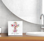 SRADMO He Is Risen Sign, Floral Cross Easter Christian Wood Box Sign Desk Decor, Christian Easter Decorations, Easter Theme Wooden Block Box Decoration for Home Office Shelf Table Decor