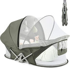 Portable Baby Bassinet Travel Baby Bed, Baby Cribs Travel Pod for Outdoors Baby Lounger Infant Travel Bed with Mosquito Net and Sunshade Canopy, Lightweight Washable