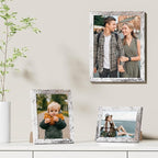 Vittanly 9x12 Picture Frames Set of 9, Shatter Resistant Plexiglass, Display 6x8 Pictures with Mat or 9x12 without Mat, Photo Frames for Wall or Tabletop, Engineered Wood, Distressed White
