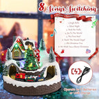 taman Christmas Village Houses Collectible Buildings - Moving Train Around The Christmas Tree,Warm Light Musical Ornaments for Holiday Decorations