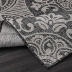 Medallion Outdoor Rug 10x14 Washable Outside Carpet for Indoor Patio Porch Waterproof Easy Cleaning Non Shedding Area Rugs Dark Gray 10 x 14