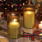 Glass Cylinder Bud vases for Centerpieces, 6 Inches Clear Ribbed Glass Vases Bulk for Wedding Table Decor, Loral Vase Bulk Flower vases, Tall Hurricane Candle Holder for Table Shelf, Party (Green)