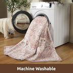 AMOAMI-2X6 Runner Rug-Washable Runners for Hallways-Soft Non Slip Bedside Rugs for Bedroom-Vintage Long Rug for Hallways Entryway Laundry Room Stair Kitchen Bathroom Pink