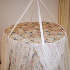 VETHIN Double Layer Princess Round Dome Canopy Bed Curtain for Girls Adults,Children Dreamy Mosquito Net,Cute Bedroom Decoration Castle Play Tent Reading Nook Canopies (Flowers/White)