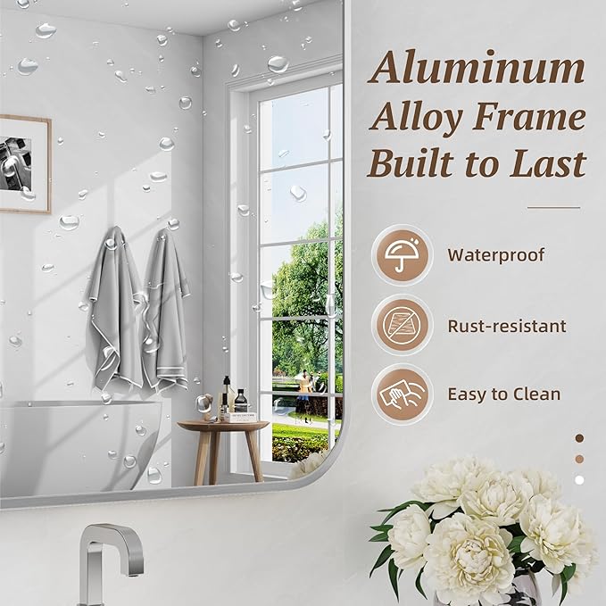 Bathroom Mirror 72" x 36", Large Rectangle Wall Mirror, Silver Metal Frame Wall Mounted Mirrors for Bathroom, Vanity, Bedroom, Entryway Decor(Horizontal/Vertical)