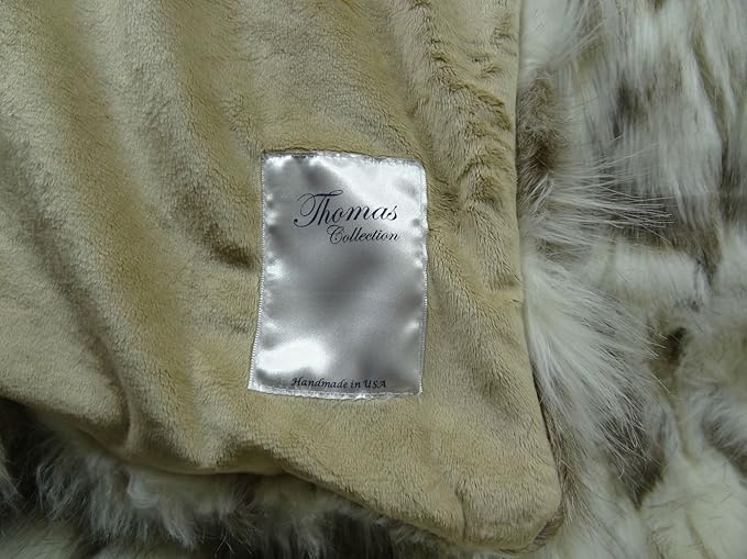 Ivory Faux Fur Throw Blanket & Bedspread - Tibet Fox Fur - Ivory Beige Luxury Faux Fur - Throw Blanket - Luxury Soft Faux Fur, Made in US, 16445
