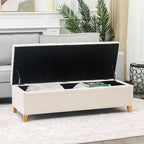 Joveco Storage Ottoman Bench, 51" Rectangle Long Bench, for Bedroom, End Foot of Bed, Living Room, Entryway, Beige