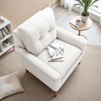 JUMMICO Mid Century Accent Chair, Fabric Modern Reading Living Room Chair, Fluffy Comfy Armchair Small Sofa Chair with Wood Legs for Bedroom Office Cafe, Set of 2 (Pure White)