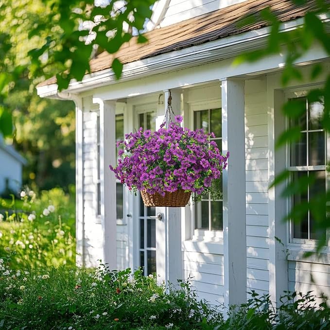 Artificial Fake Flowers for Outdoor Spring Decoration, 16 Bundles Faux Silk Colorful Daisy UV Resistant Realistic for Outside Porch Patio Home Yard Garden Planters Pots Window Box (Purple)