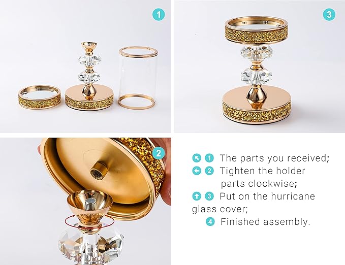 Candle Holder, Pillar Candle Holders, Crystal Candlesticks Holder for Wedding, Parties, Events, Chirstmas,Home Decor, Table Centerpieces CH028D (S)